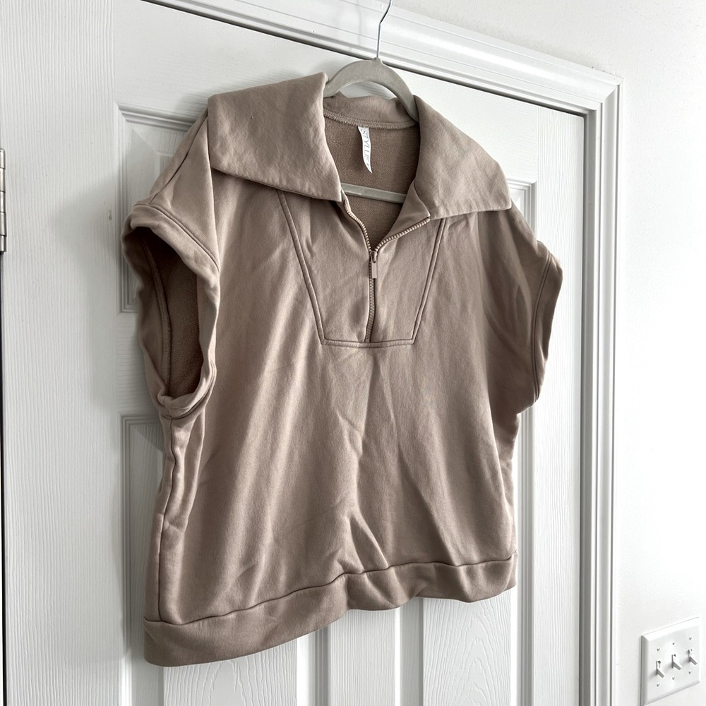 Cropped half zip sweater